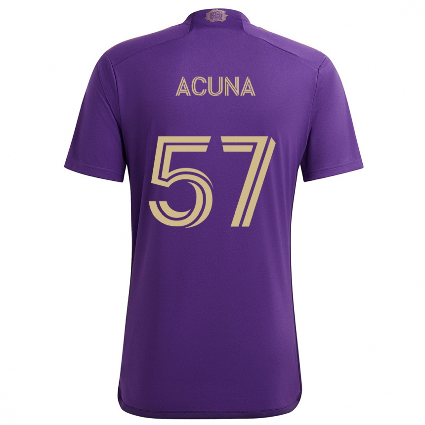 Kids Football Cristofer Acuña #57 Purple Yellow Home Jersey 2024/25 T-Shirt Uk