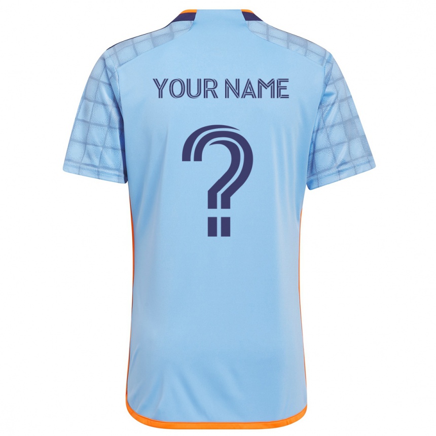 Kids Football Your Name #0 Blue Orange Home Jersey 2024/25 T-Shirt Uk