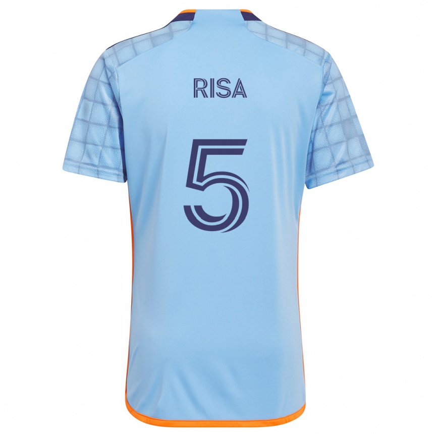 Kids Football Birk Risa #5 Blue Orange Home Jersey 2024/25 T-Shirt Uk