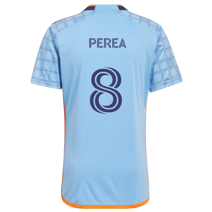 Kids Football Andrés Perea #8 Blue Orange Home Jersey 2024/25 T-Shirt Uk