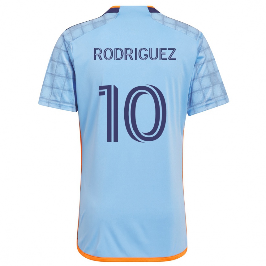 Kids Football Santiago Rodríguez #10 Blue Orange Home Jersey 2024/25 T-Shirt Uk