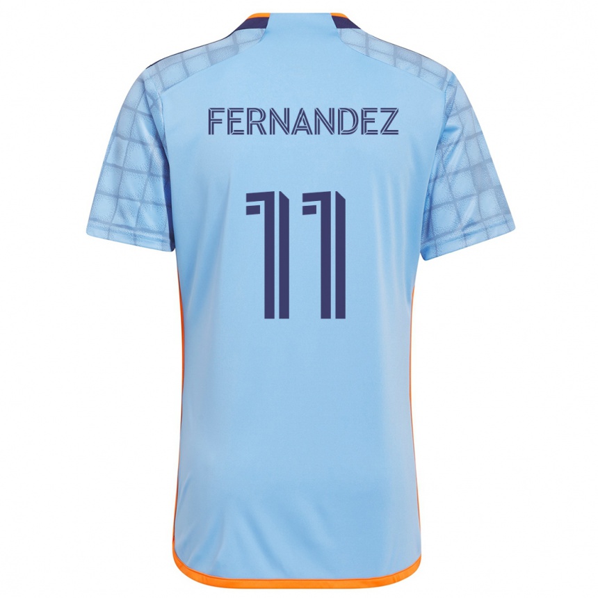 Kids Football Julián Fernández #11 Blue Orange Home Jersey 2024/25 T-Shirt Uk