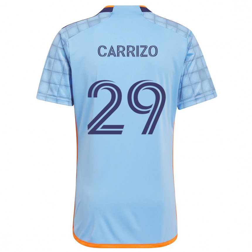 Kids Football Máximo Carrizo #29 Blue Orange Home Jersey 2024/25 T-Shirt Uk