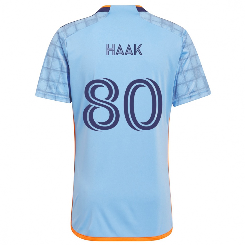 Kids Football Justin Haak #80 Blue Orange Home Jersey 2024/25 T-Shirt Uk