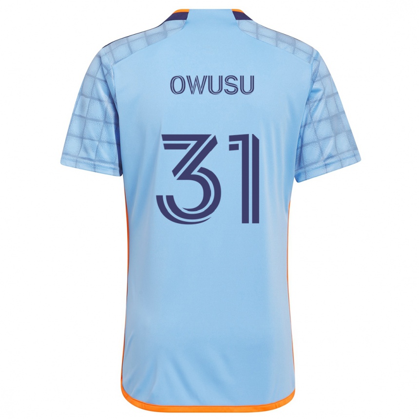 Kids Football Samuel Owusu #31 Blue Orange Home Jersey 2024/25 T-Shirt Uk