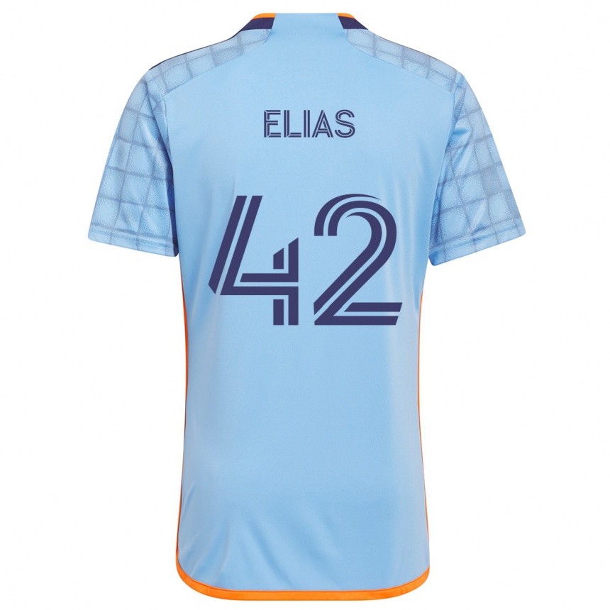 Kids Football Piero Elias #42 Blue Orange Home Jersey 2024/25 T-Shirt Uk