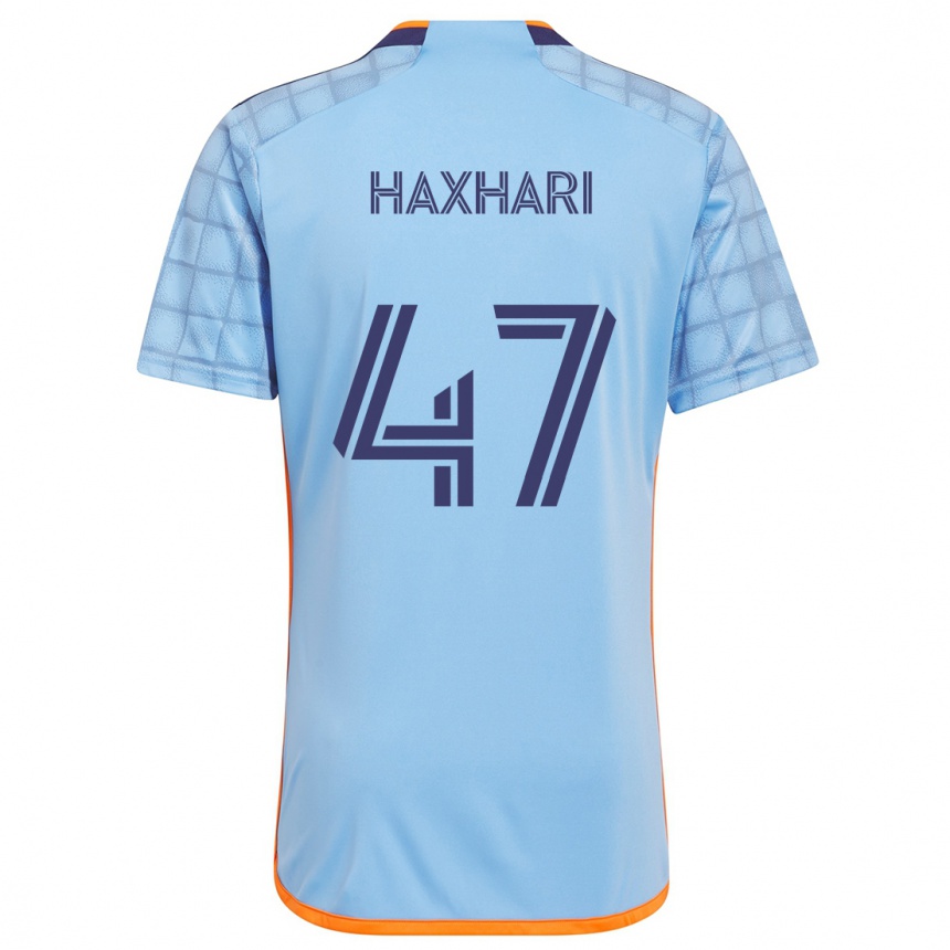 Kids Football Klevis Haxhari #47 Blue Orange Home Jersey 2024/25 T-Shirt Uk