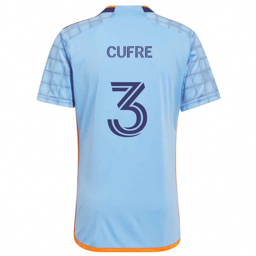 Kids Football Braian Cufré #3 Blue Orange Home Jersey 2024/25 T-Shirt Uk