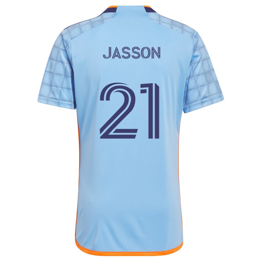 Kids Football Andres Jasson #21 Blue Orange Home Jersey 2024/25 T-Shirt Uk