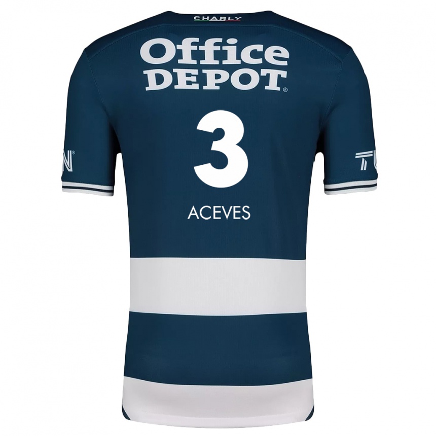 Kids Football Alonso Aceves #3 Blue White Home Jersey 2024/25 T-Shirt Uk