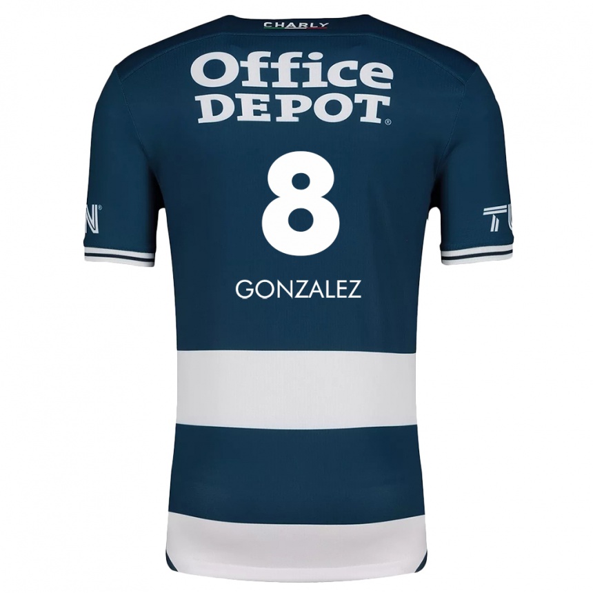 Kids Football Bryan González #8 Blue White Home Jersey 2024/25 T-Shirt Uk