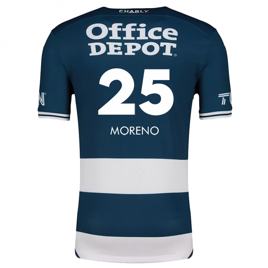 Kids Football Carlos Moreno #25 Blue White Home Jersey 2024/25 T-Shirt Uk