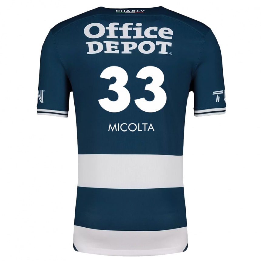 Kids Football Andrés Micolta #33 Blue White Home Jersey 2024/25 T-Shirt Uk