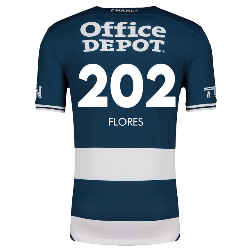 Kids Football Luis Flores #202 Blue White Home Jersey 2024/25 T-Shirt Uk