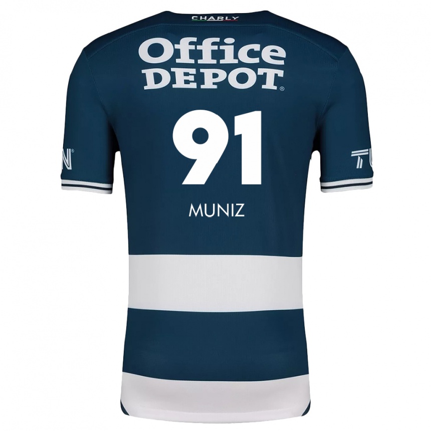 Kids Football Brandon Muñiz #91 Blue White Home Jersey 2024/25 T-Shirt Uk