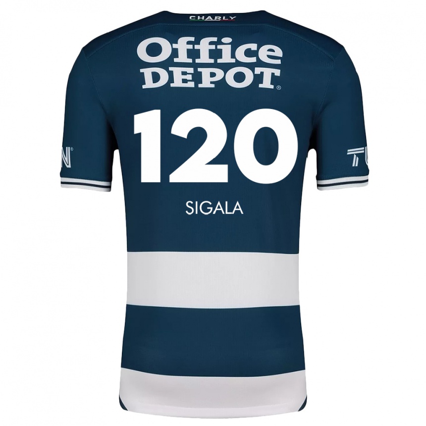 Kids Football Juan Sigala #120 Blue White Home Jersey 2024/25 T-Shirt Uk