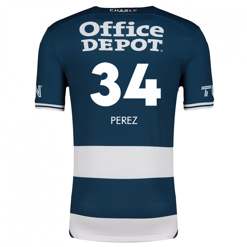 Kids Football Julio Pérez #34 Blue White Home Jersey 2024/25 T-Shirt Uk