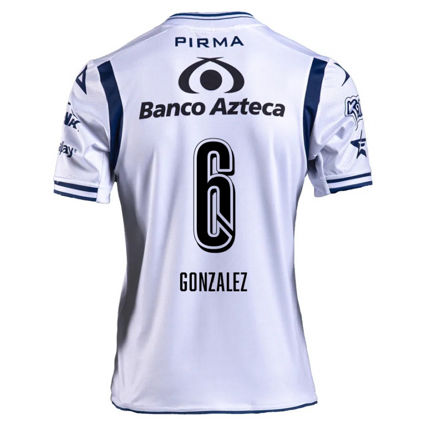 Kids Football Pablo González #6 White Navy Blue Home Jersey 2024/25 T-Shirt Uk