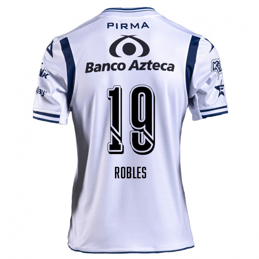 Kids Football Ángel Robles #19 White Navy Blue Home Jersey 2024/25 T-Shirt Uk