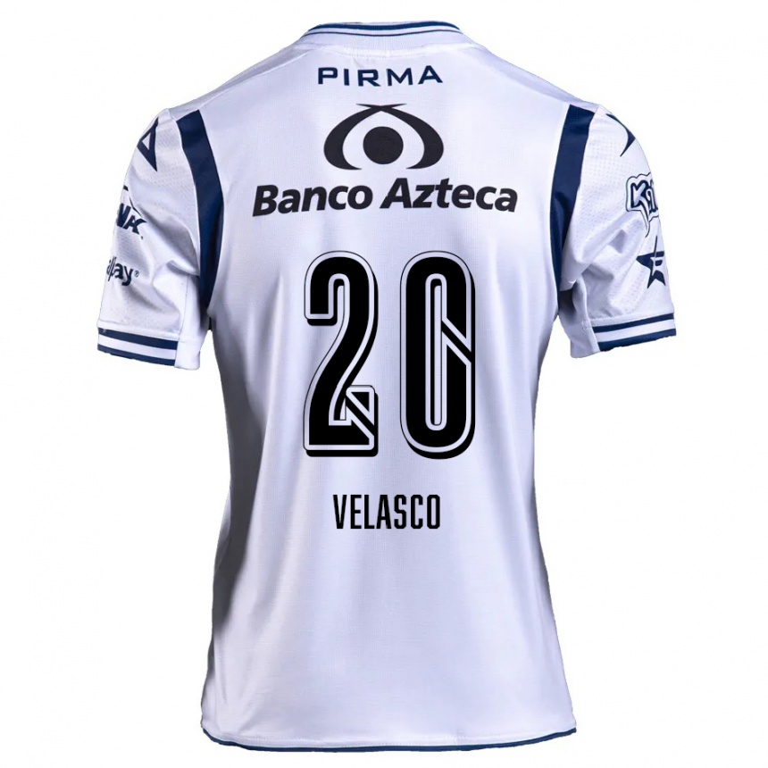 Kids Football Kevin Velasco #20 White Navy Blue Home Jersey 2024/25 T-Shirt Uk