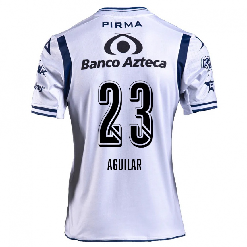 Kids Football Daniel Aguilar #23 White Navy Blue Home Jersey 2024/25 T-Shirt Uk