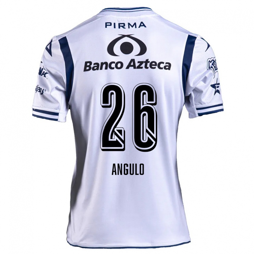 Kids Football Brayan Angulo #26 White Navy Blue Home Jersey 2024/25 T-Shirt Uk