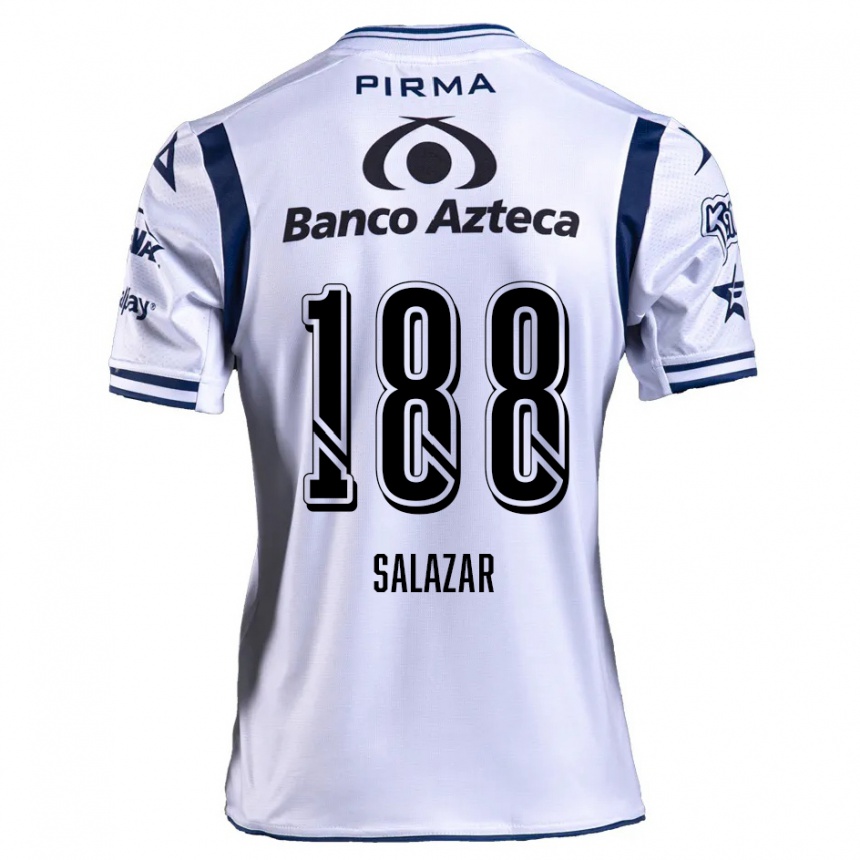 Kids Football Ronaldo Salazar #188 White Navy Blue Home Jersey 2024/25 T-Shirt Uk