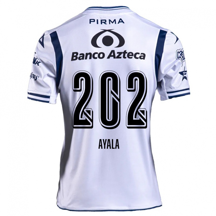 Kids Football Diego Ayala #202 White Navy Blue Home Jersey 2024/25 T-Shirt Uk