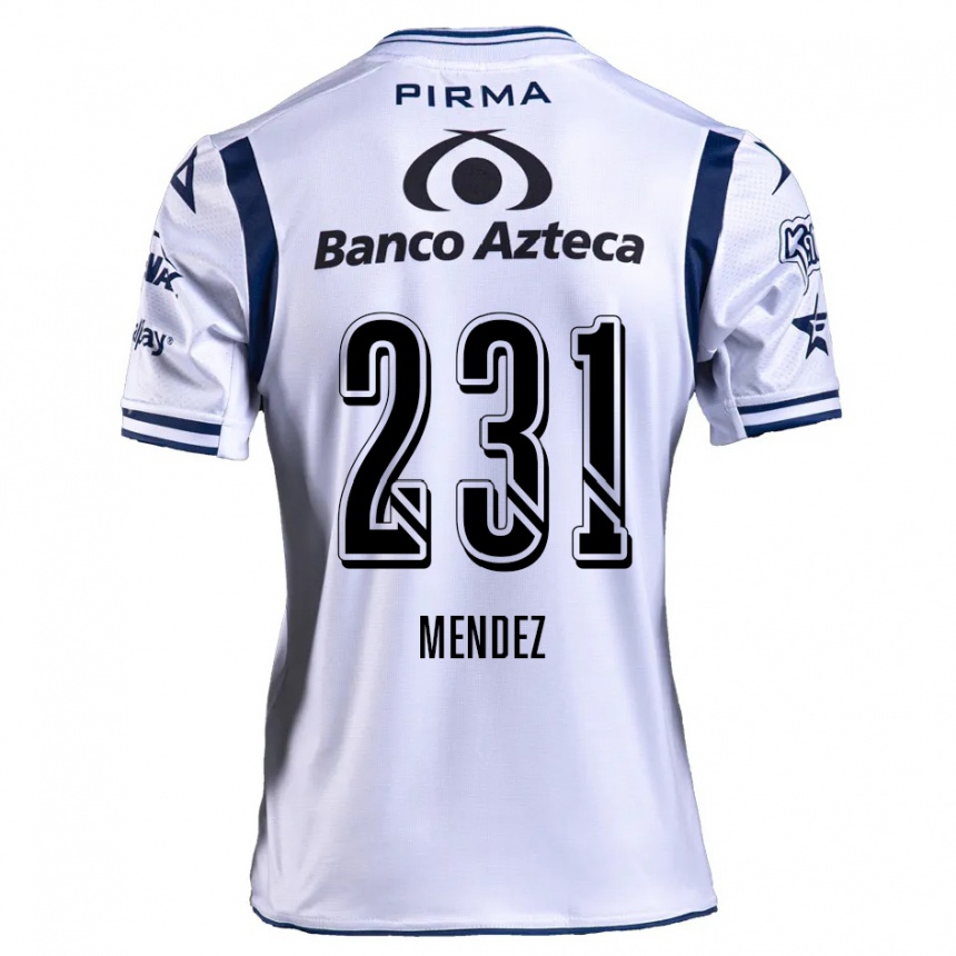 Kids Football Alejandro Méndez #231 White Navy Blue Home Jersey 2024/25 T-Shirt Uk