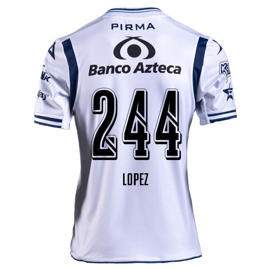 Kids Football Daniel López #244 White Navy Blue Home Jersey 2024/25 T-Shirt Uk