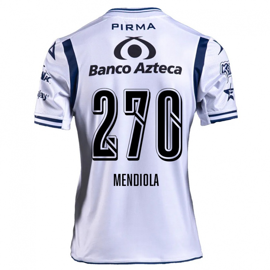 Kids Football Carlos Mendiola #270 White Navy Blue Home Jersey 2024/25 T-Shirt Uk