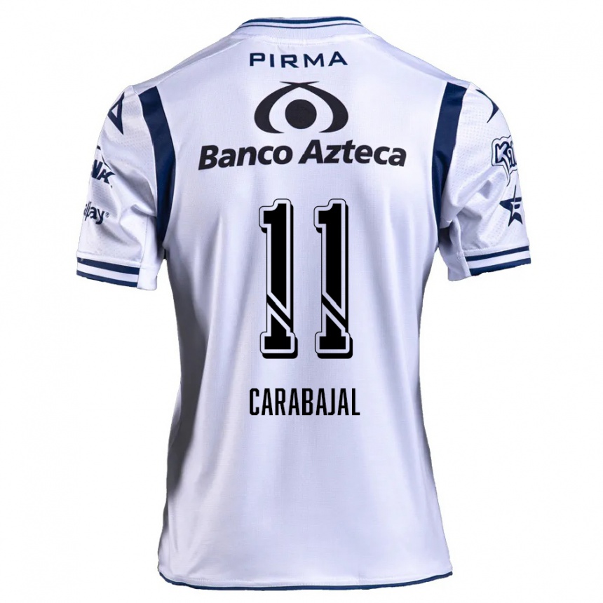 Kids Football Gabriel Carabajal #11 White Navy Blue Home Jersey 2024/25 T-Shirt Uk