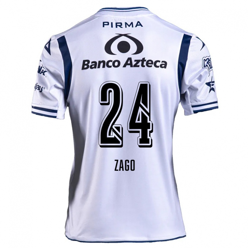 Kids Football Diego Zago #24 White Navy Blue Home Jersey 2024/25 T-Shirt Uk