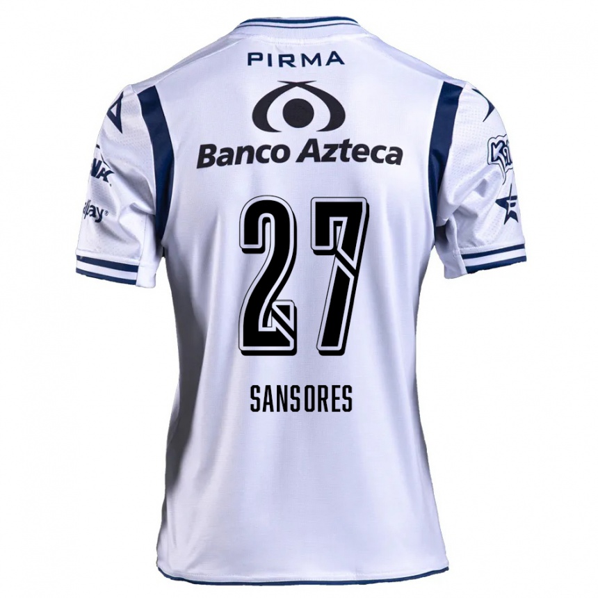 Kids Football Miguel Sansores #27 White Navy Blue Home Jersey 2024/25 T-Shirt Uk