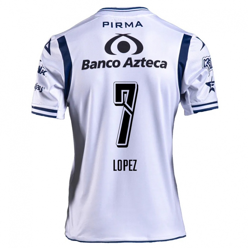 Kids Football Viridiana López #7 White Navy Blue Home Jersey 2024/25 T-Shirt Uk