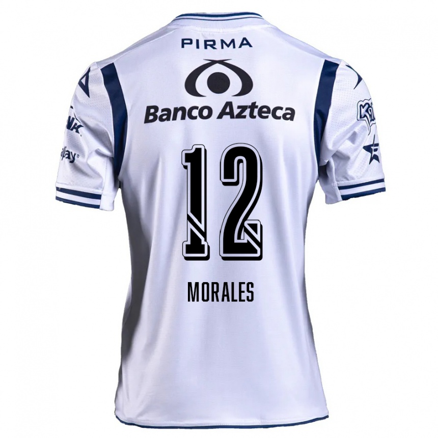 Kids Football Karla Morales #12 White Navy Blue Home Jersey 2024/25 T-Shirt Uk