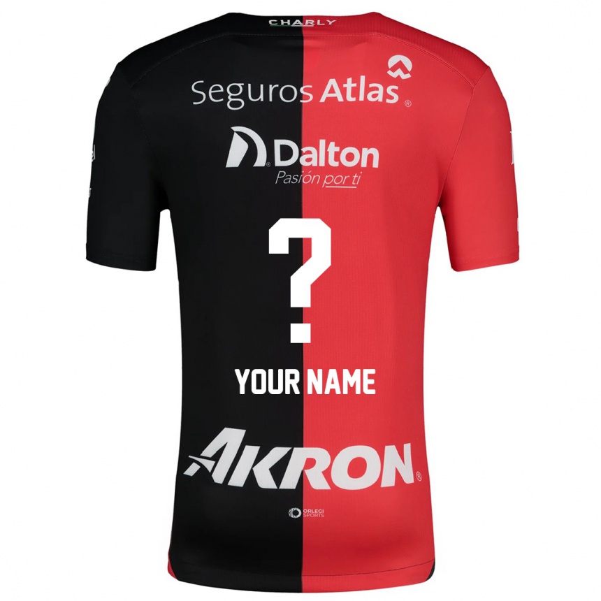 Kids Football Your Name #0 Red Black Home Jersey 2024/25 T-Shirt Uk