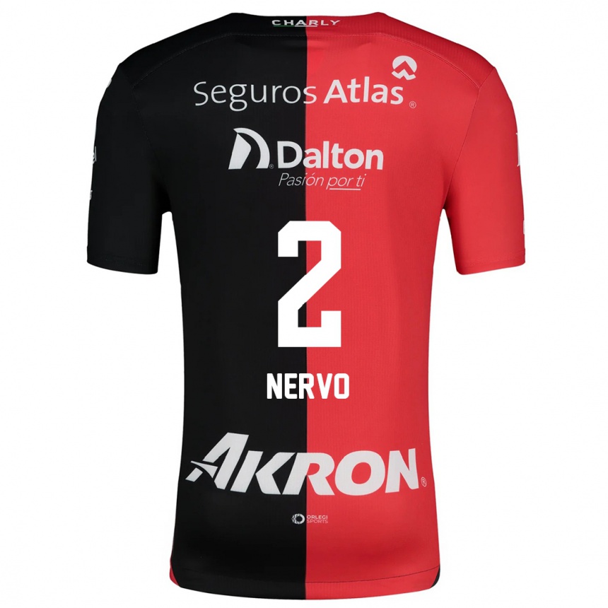 Kids Football Hugo Nervo #2 Red Black Home Jersey 2024/25 T-Shirt Uk