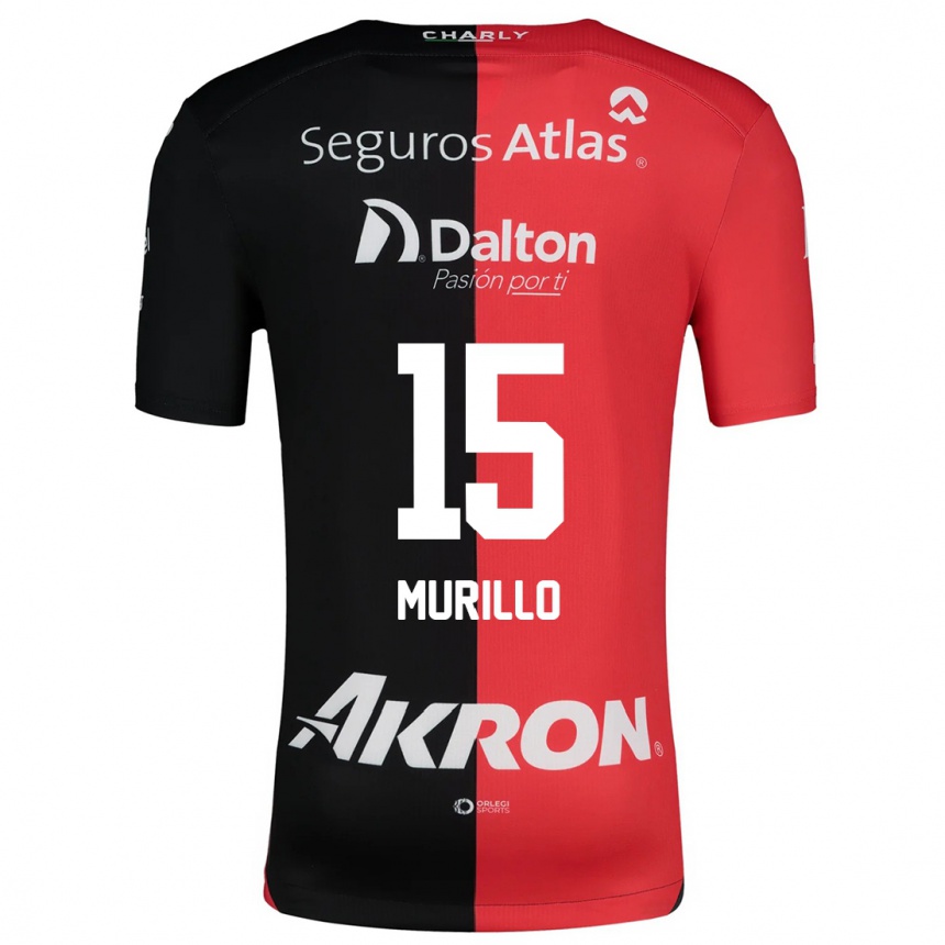 Kids Football Jhon Murillo #15 Red Black Home Jersey 2024/25 T-Shirt Uk