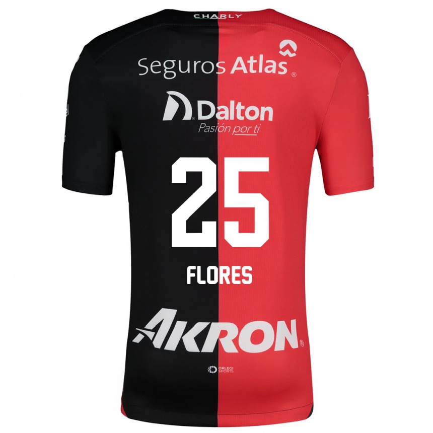 Kids Football Leonardo Flores #25 Red Black Home Jersey 2024/25 T-Shirt Uk