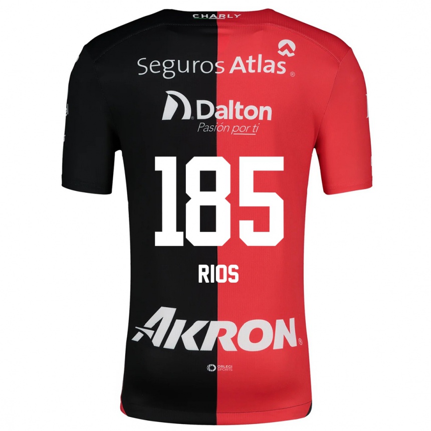 Kids Football Víctor Ríos #185 Red Black Home Jersey 2024/25 T-Shirt Uk