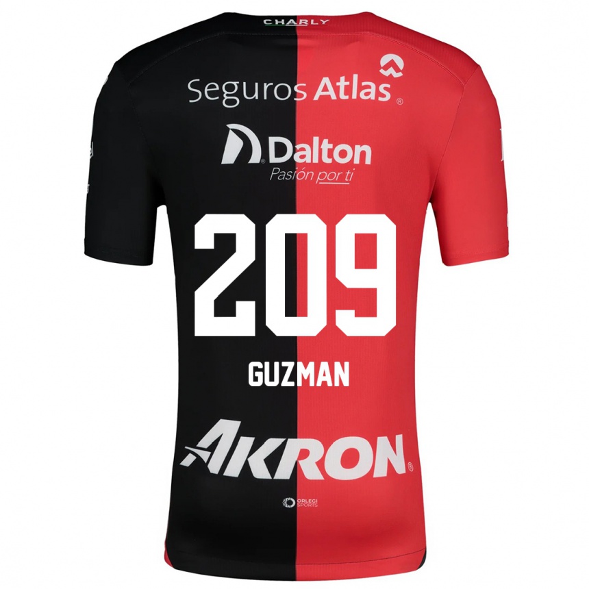 Kids Football Jorge Guzmán #209 Red Black Home Jersey 2024/25 T-Shirt Uk