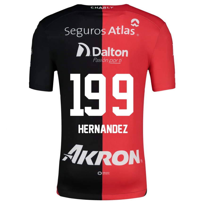 Kids Football Sergio Hernández #199 Red Black Home Jersey 2024/25 T-Shirt Uk