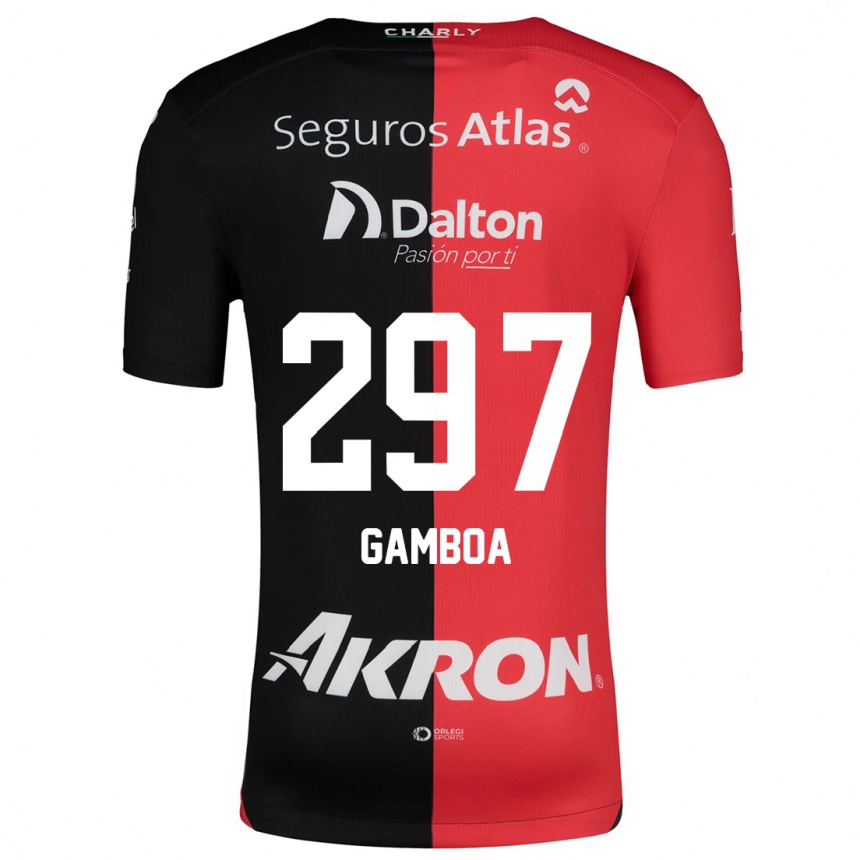 Kids Football Luis Gamboa #297 Red Black Home Jersey 2024/25 T-Shirt Uk