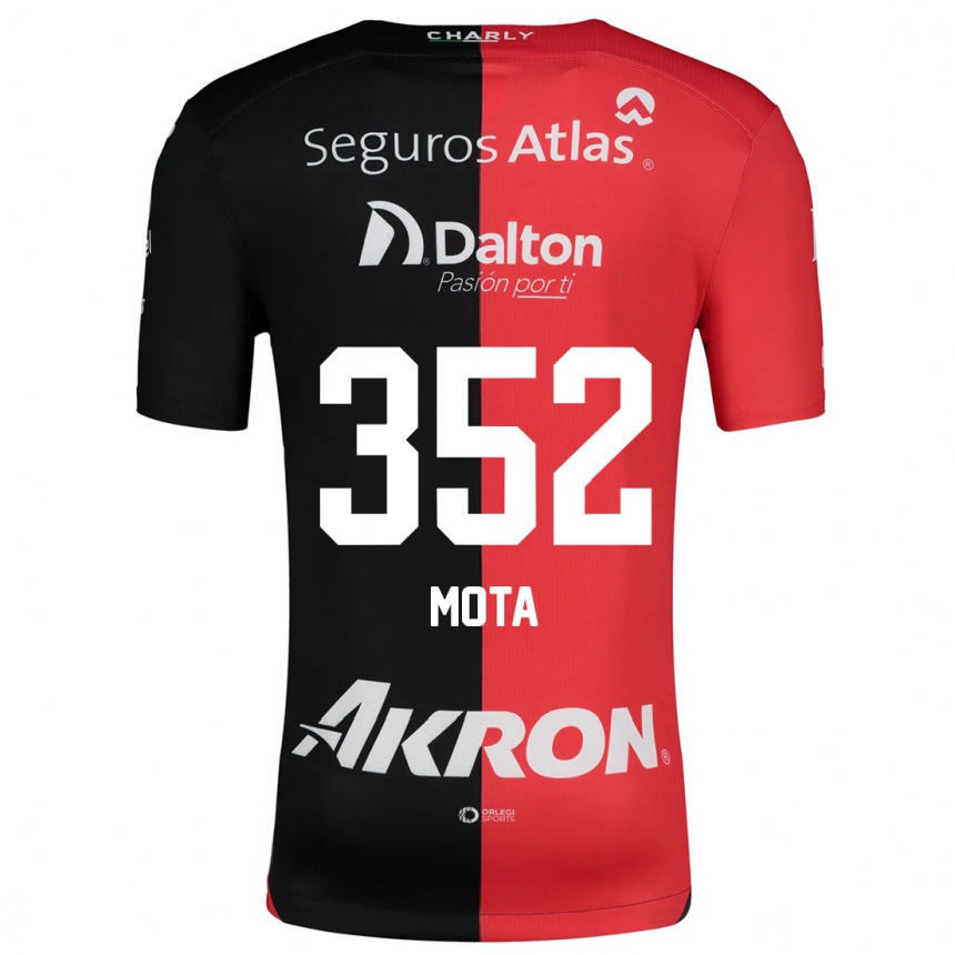 Kids Football Noé Mota #352 Red Black Home Jersey 2024/25 T-Shirt Uk