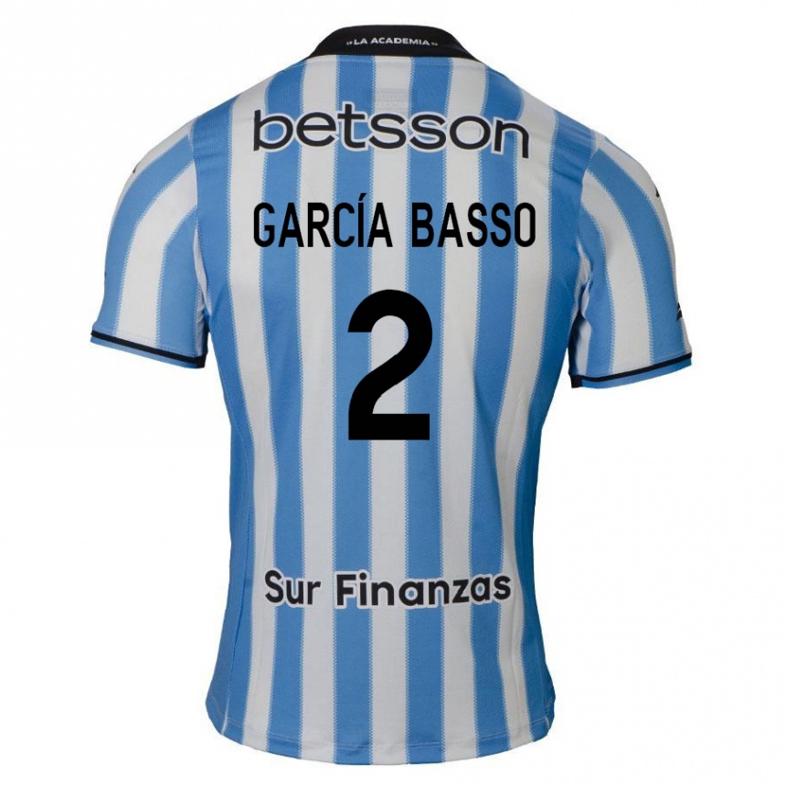 Kids Football Agustín García Basso #2 Blue White Black Home Jersey 2024/25 T-Shirt Uk