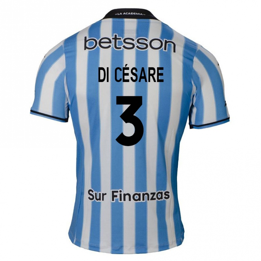 Kids Football Marco Di Césare #3 Blue White Black Home Jersey 2024/25 T-Shirt Uk