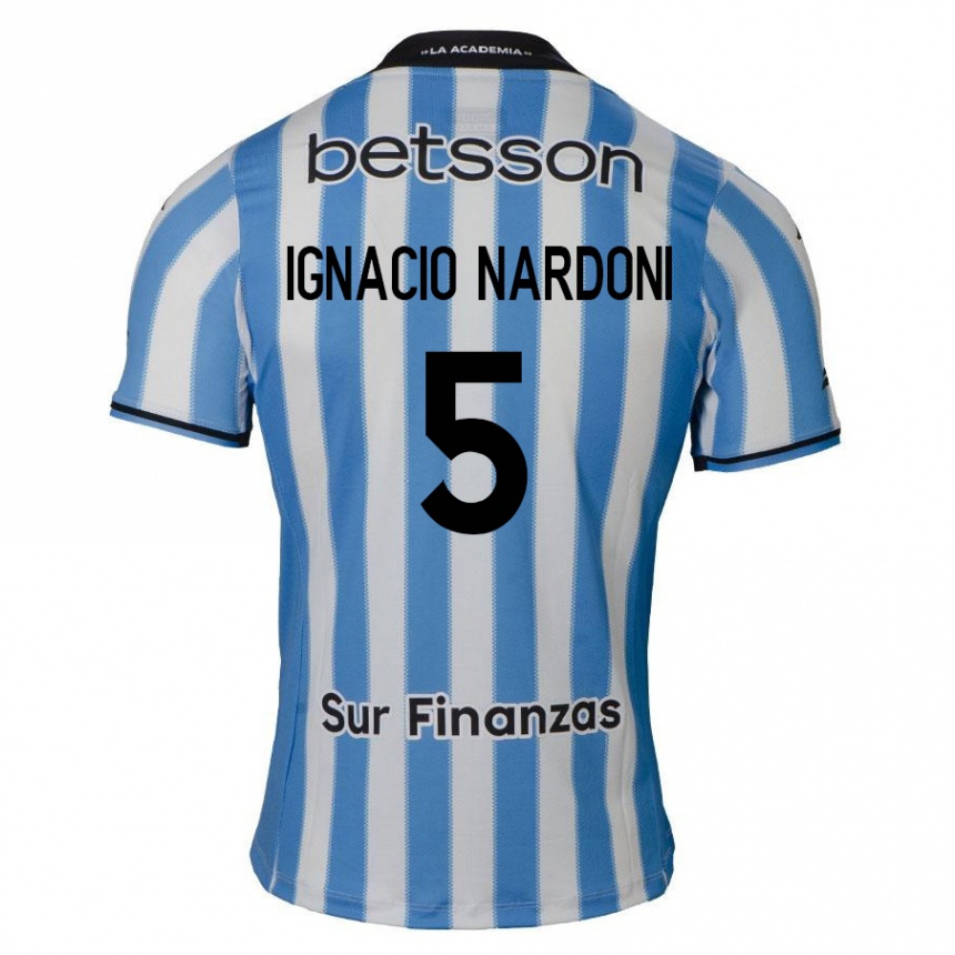 Kids Football Juan Ignacio Nardoni #5 Blue White Black Home Jersey 2024/25 T-Shirt Uk