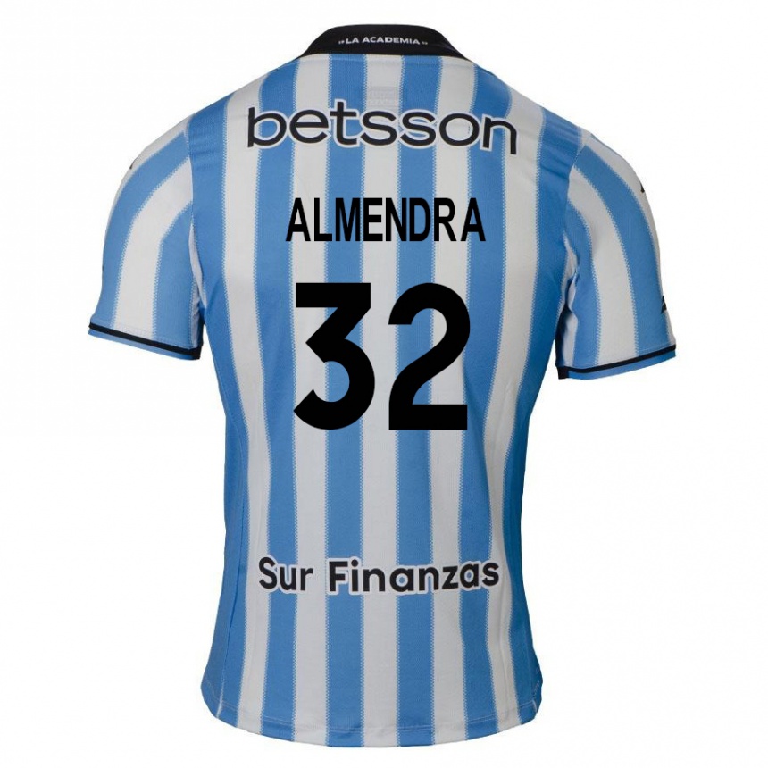 Kids Football Agustin Almendra #32 Blue White Black Home Jersey 2024/25 T-Shirt Uk