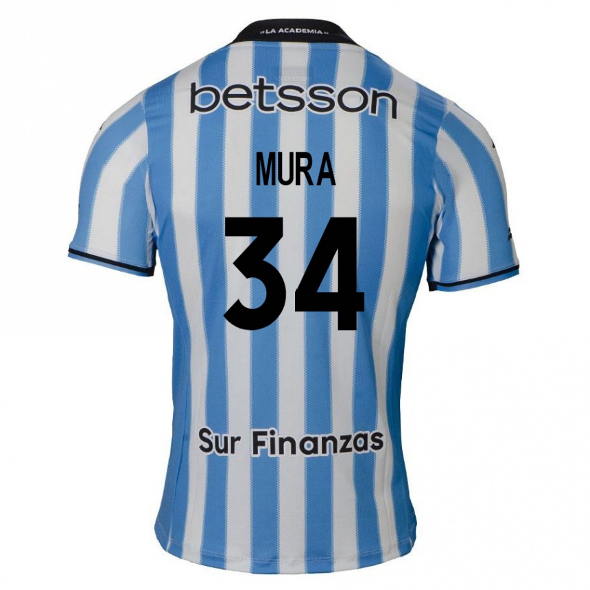 Kids Football Facundo Mura #34 Blue White Black Home Jersey 2024/25 T-Shirt Uk